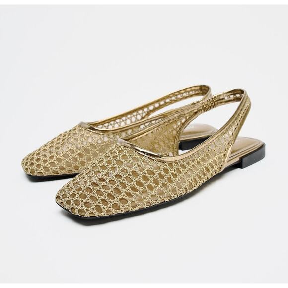 ZARA Metallic Braided Slingbacks NWT - Picture 7 of 10